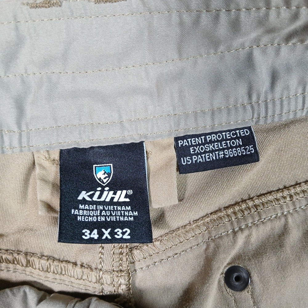 Kuhl Radikl Pants Mens 34x32 Tan Regular Fit Cotton Blend Hiking - Picture 2 of 8